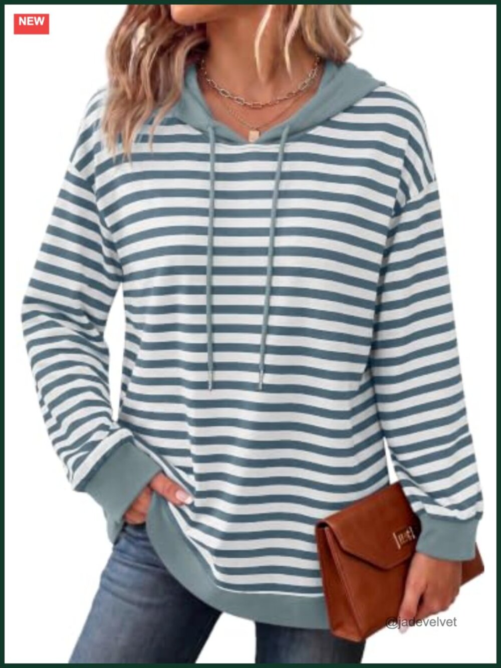 Women's Striped Hoodie Pullover Oversized Fall Long Sleeve Top Sweatshirt